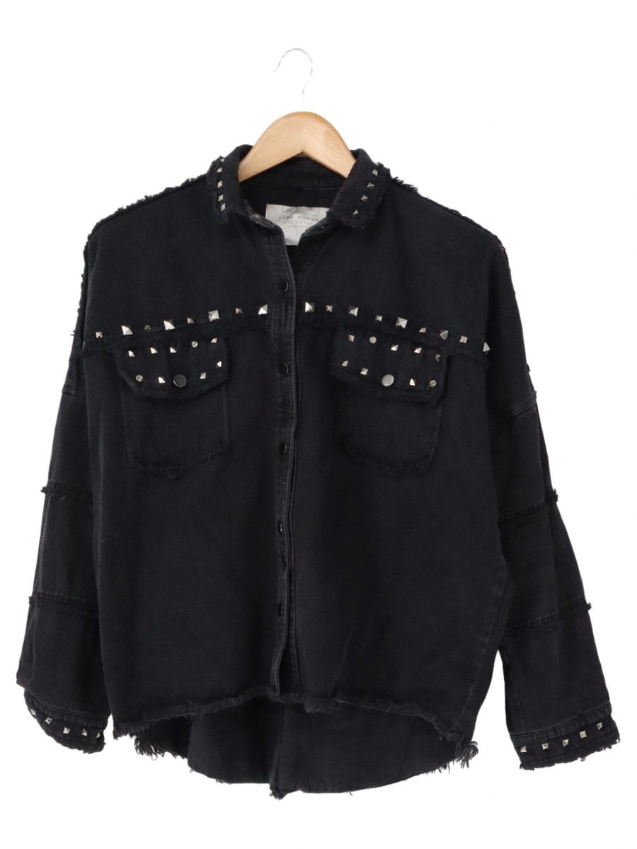 Zara Jacke Zara Jeansjacke Glitzer ZARA Damen Jeansjacke Schwarz