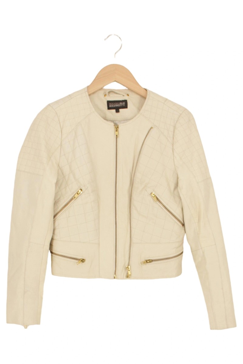 ROCKANDBLUE Lederjacke Damen Beige 38 Bikerjacke Gesteppt