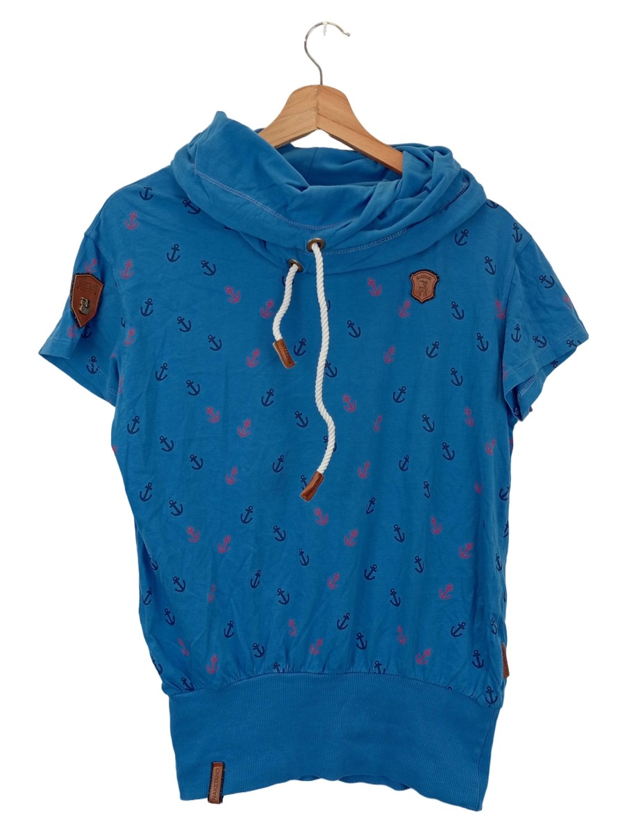 NAKETANO Damen Sweatshirt 36/S Blau Maritim Anker Muster Kurzarm