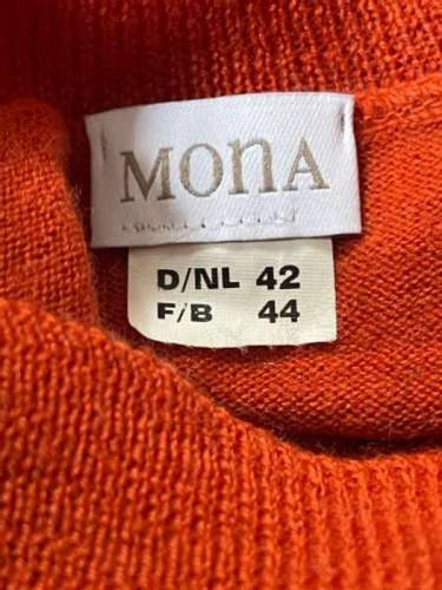 Damen Pullover Rollkragen Orange Gr. 42 Merino Wolle Akryl Rippstrick - Bild 3