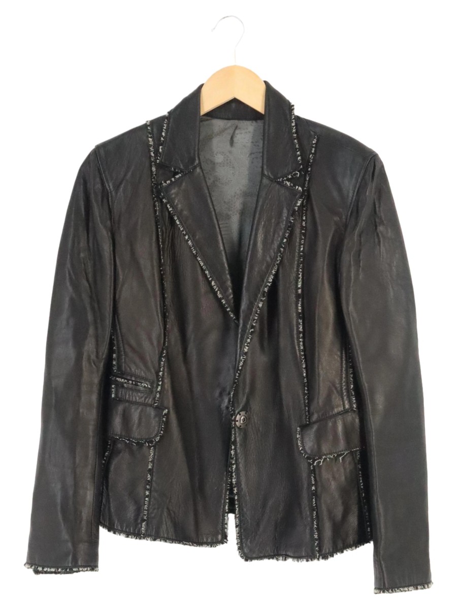 Leder Jacke Lederjacke Schimmel SYLVIE SCHIMMEL Lederjacke Damen Schwarz  Vintage Elegant