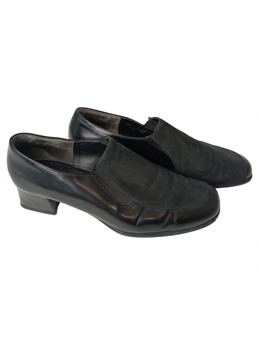Damen Slipper Leder Wildleder Schwarz Gr. 40 Elegant Freizeit - Bild 1