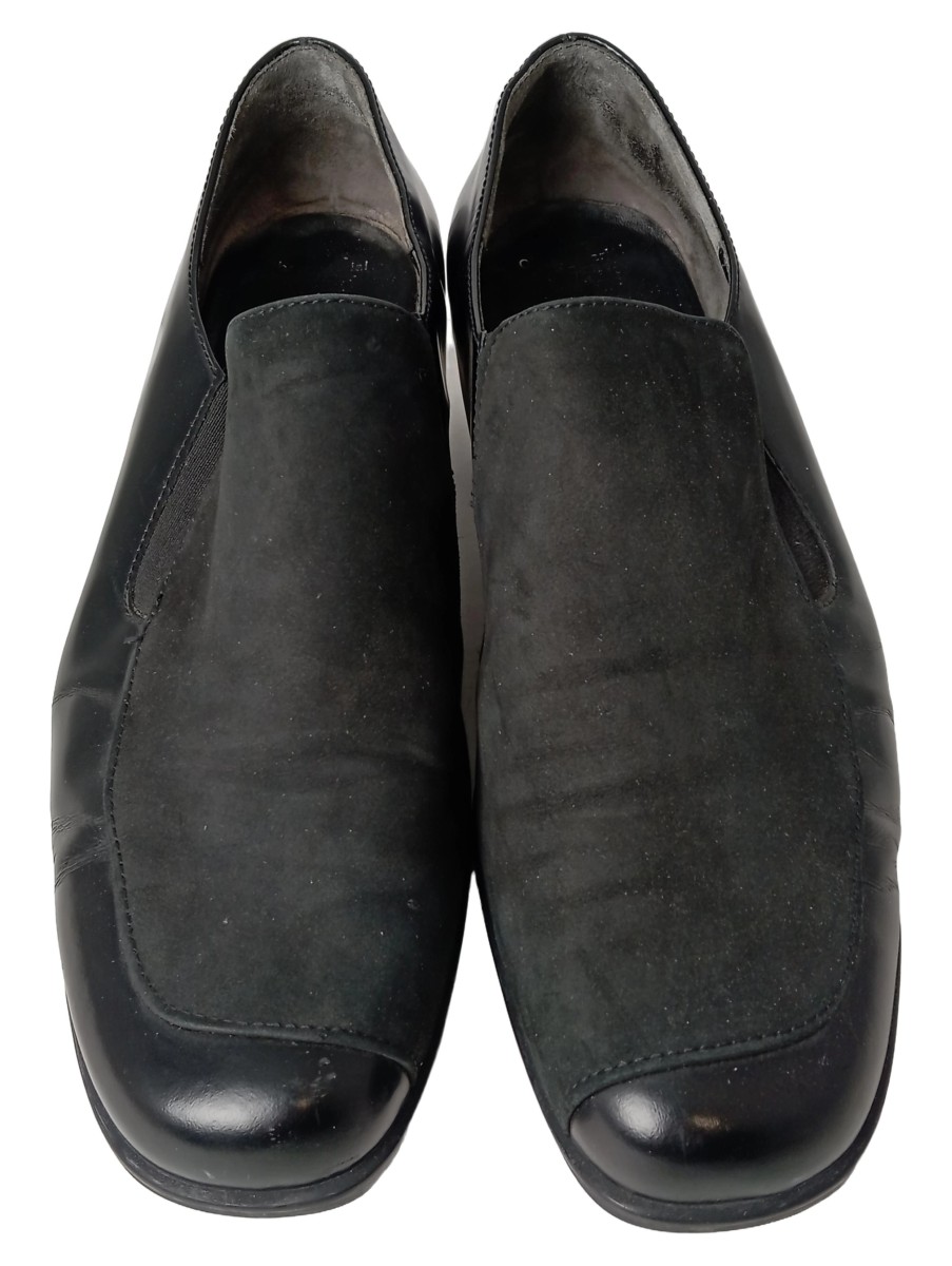 Damen Slipper Leder Wildleder Schwarz Gr. 40 Elegant Freizeit - Bild 2