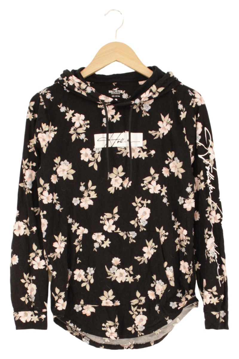 HOLLISTER Damen Kapuzenpullover Hoodie Schwarz Blumenmuster 36/S