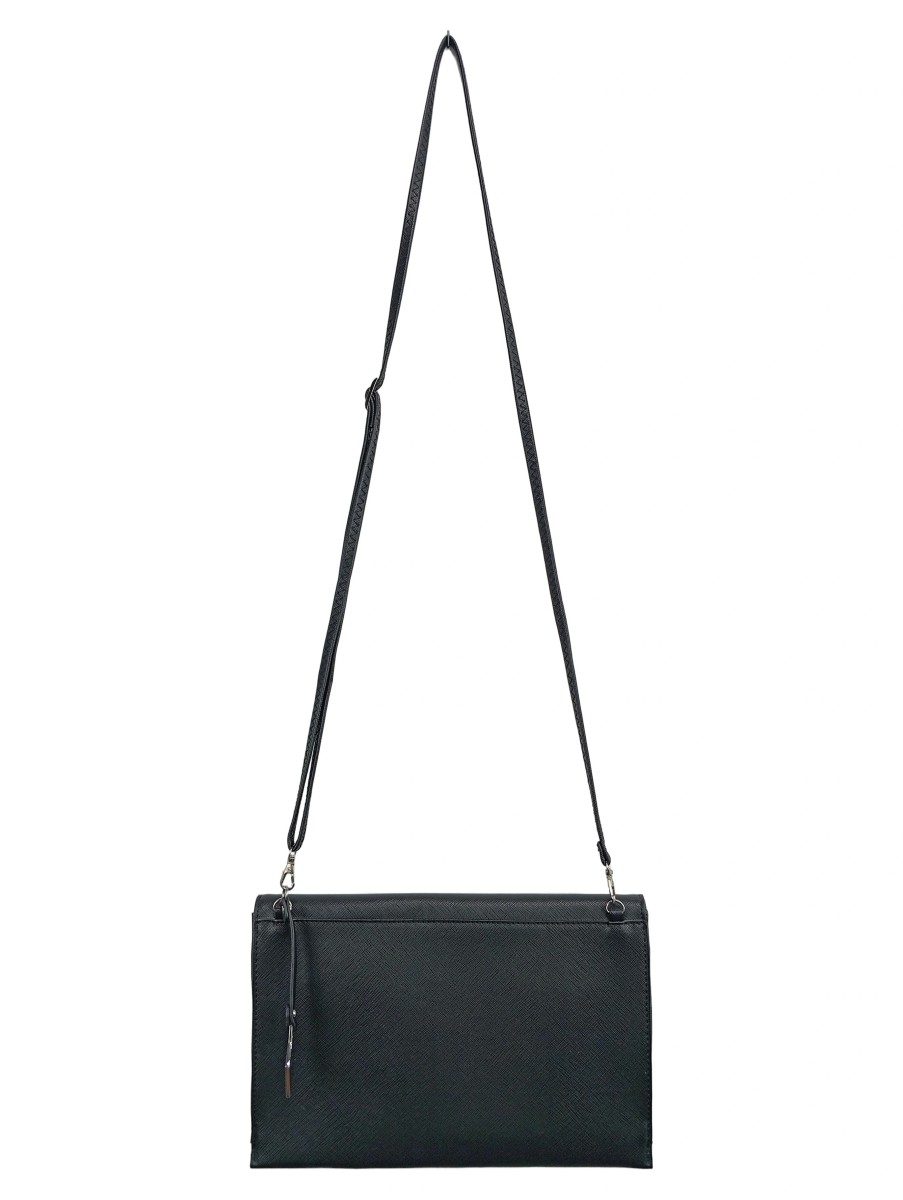 LAZZARINI Clutch Damen Schwarz Elegant Leder Tasche Abendtasche