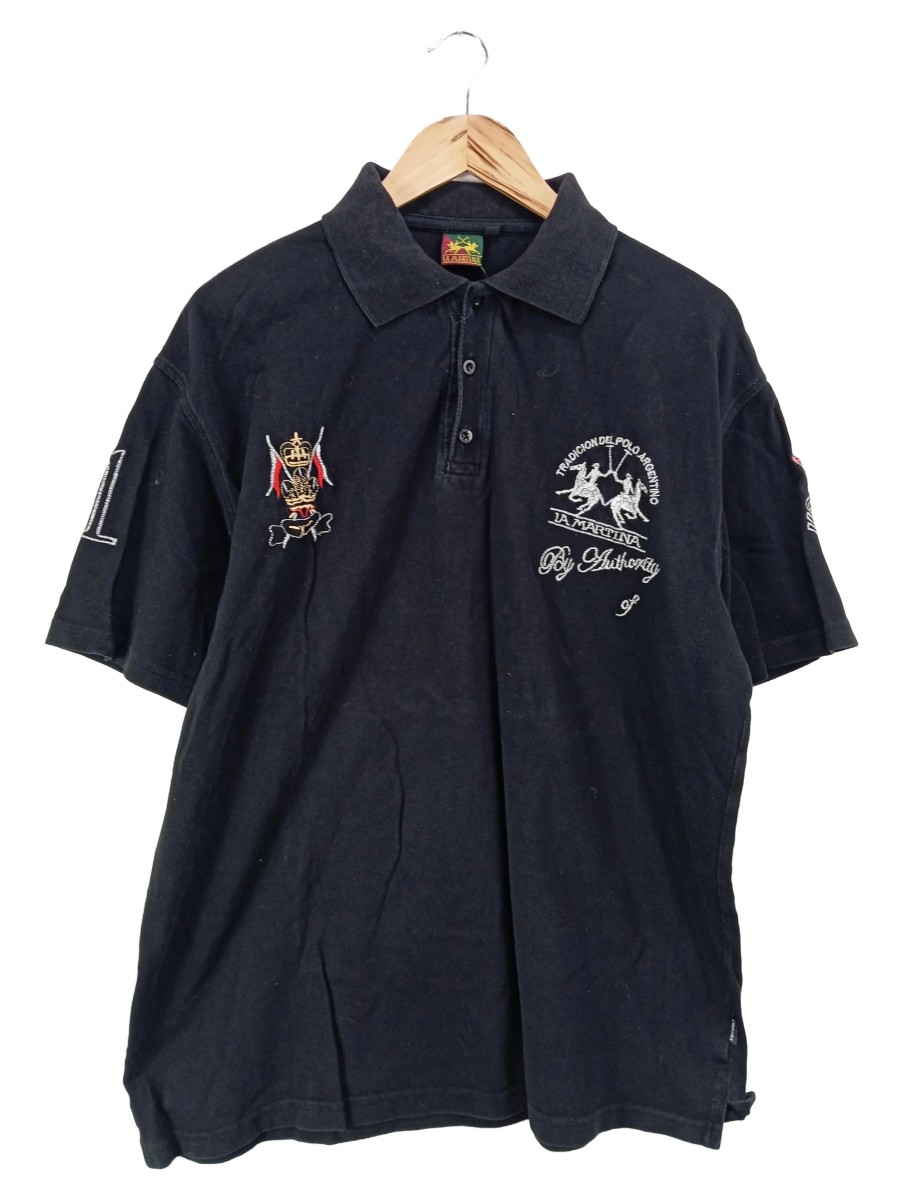 Poloshirt Herren XL Schwarz Stickerei Applikationen - Bild 1