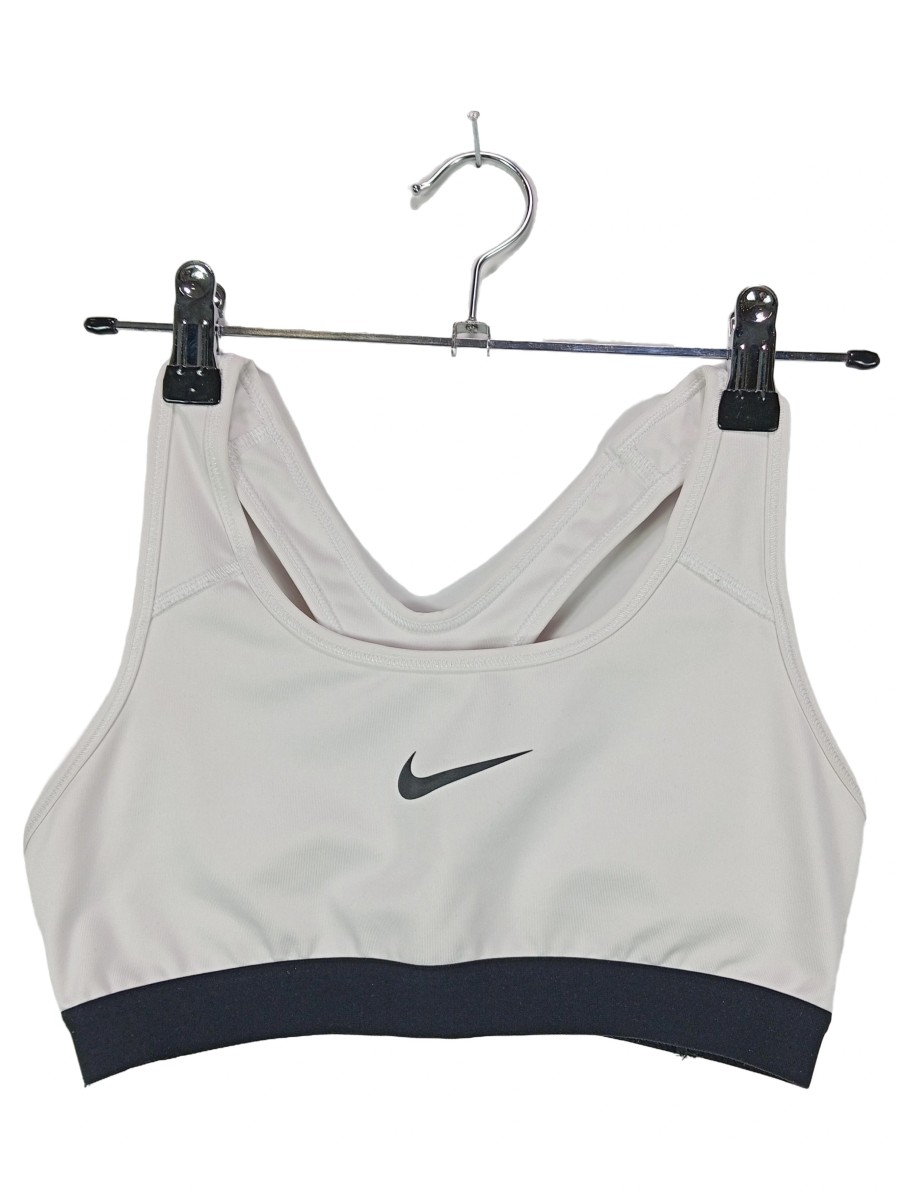 NIKE Sport BH Damen S Weiß DRI-FIT Bustier Sportlich Training