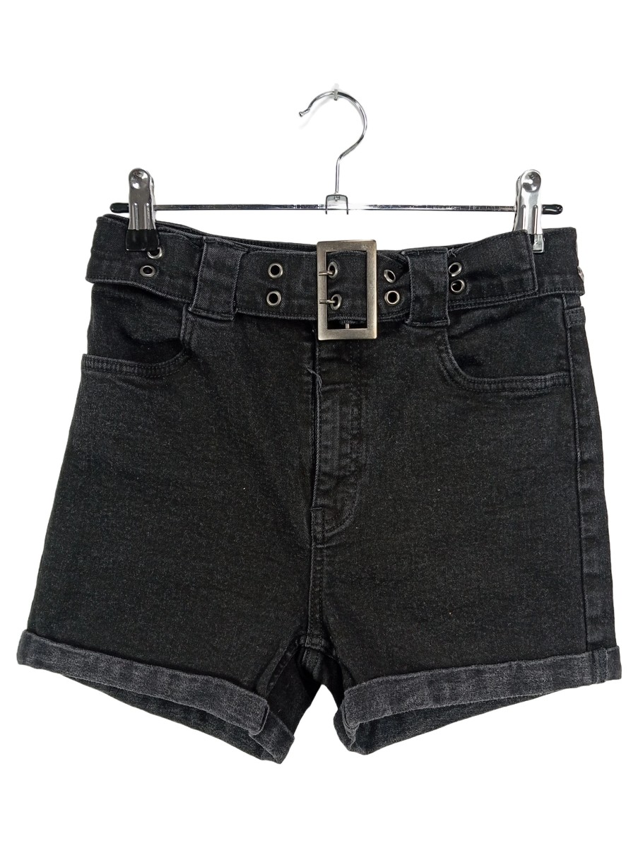 Bermuda Damen Jeans Shorts Schwarz Jeans-Shorts Baggy-Style