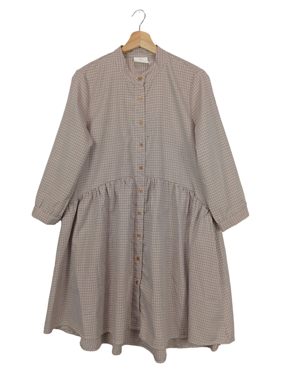 Blusenkleid Hemdblusenkleid Beige Kariert Damen Gr. 38 M - Bild 1