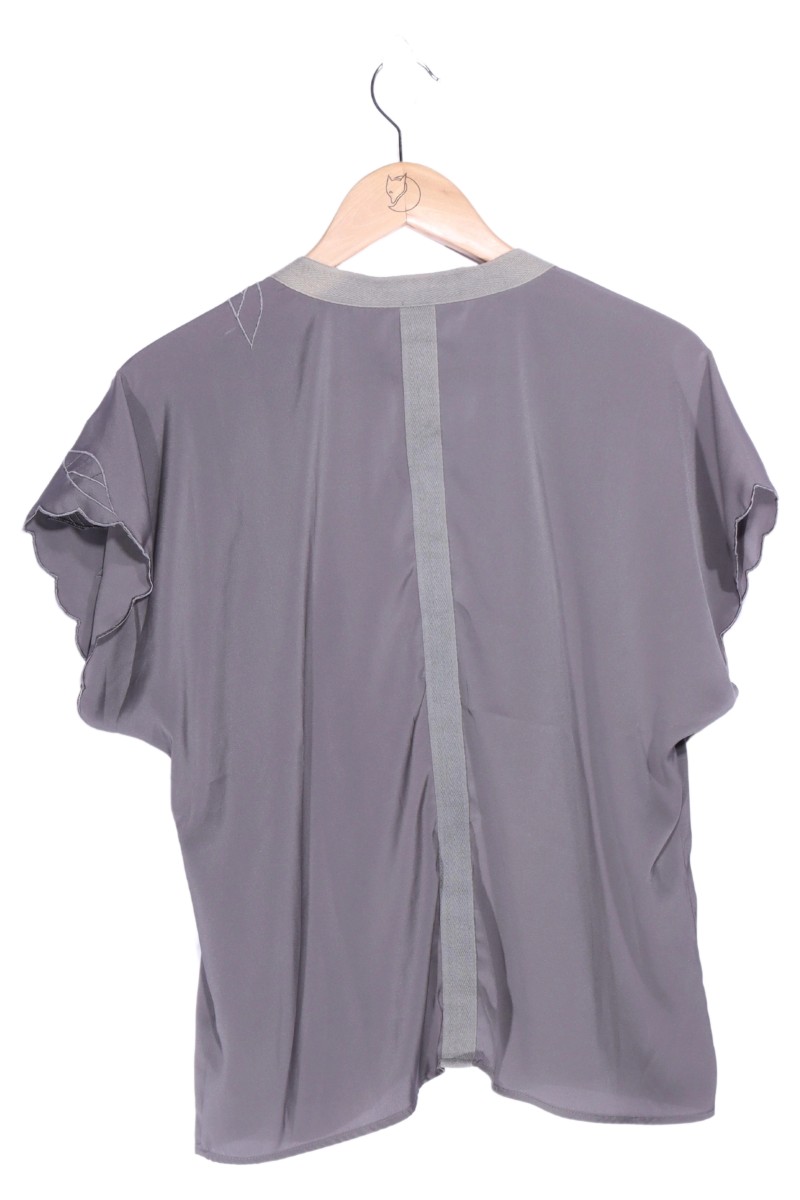 MISS BRITT Bluse Damen 36/S Grau Elegant Casual Kurzarm Stickerei