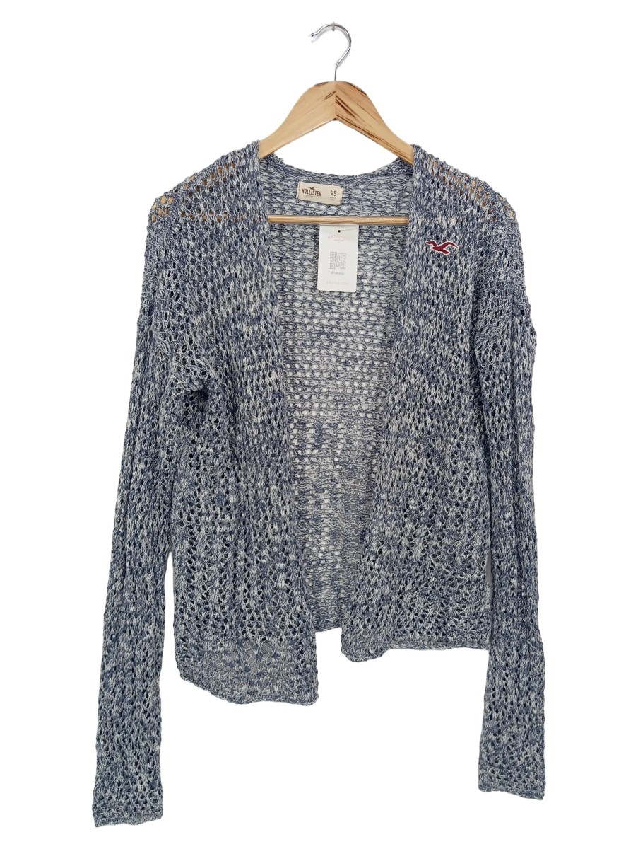 HOLLISTER Damen Strickjacke 34;XS Blau Meliert Lochmuster Casual