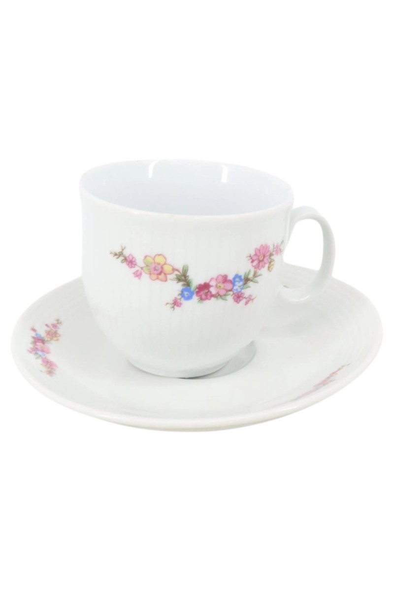 Tasse & Unterteller Blumendekor Porzellan Mehrfarbig Vintage - Bild 1
