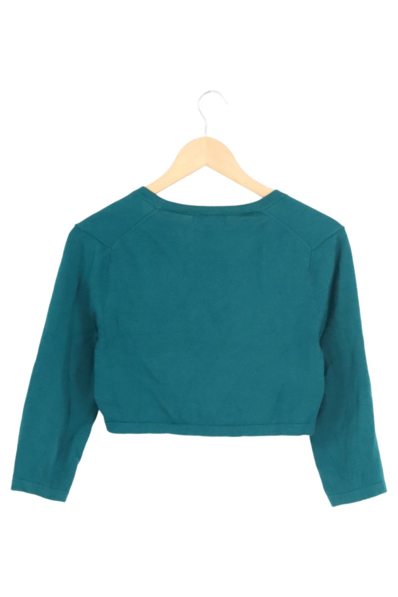 LANDS END Damen Strickjacke Bolero Grün 32/XXS Casual Elegant