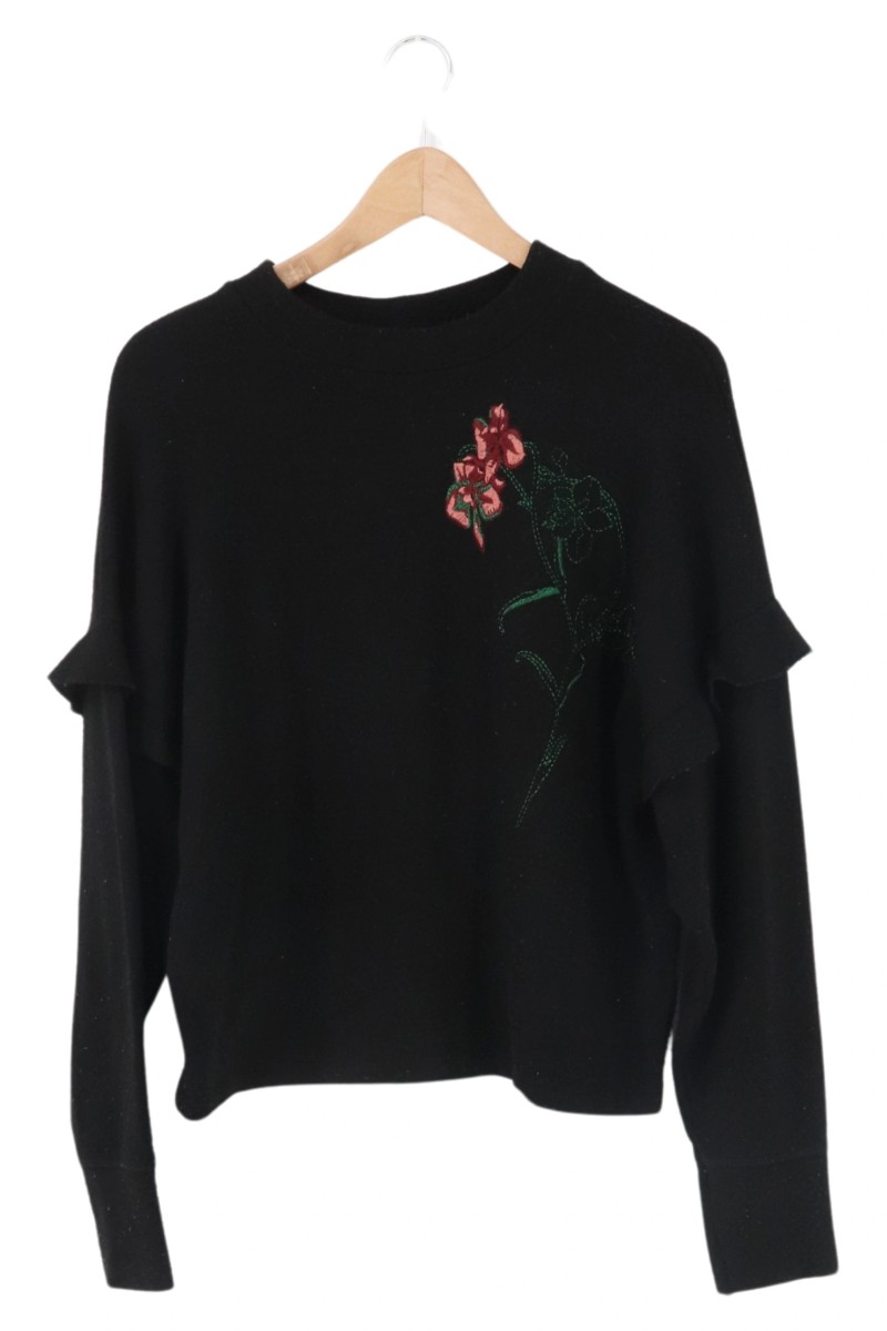 Blumen Schwarzer Pullover Zara Strick Pullover Damen Pullover Mit