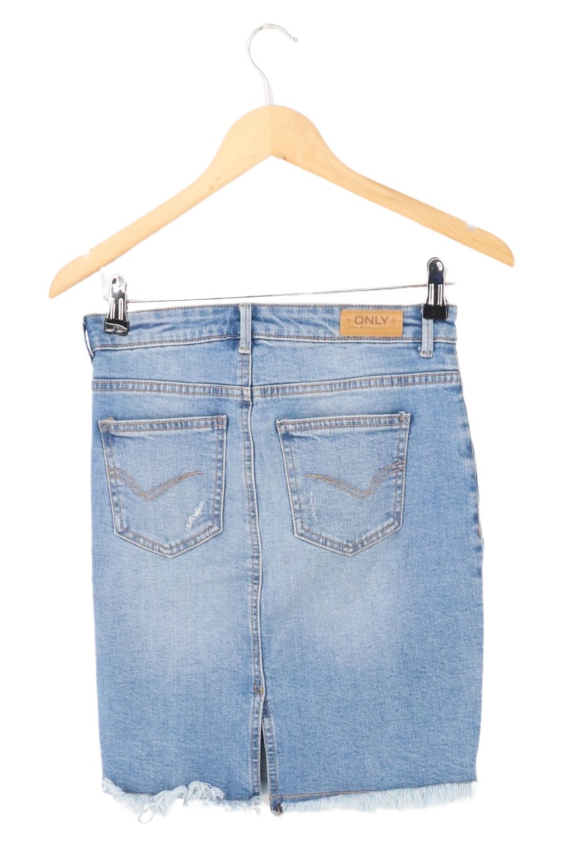 ONLY Damen Jeansrock 34/XS Blau Casual Distressed Midirock