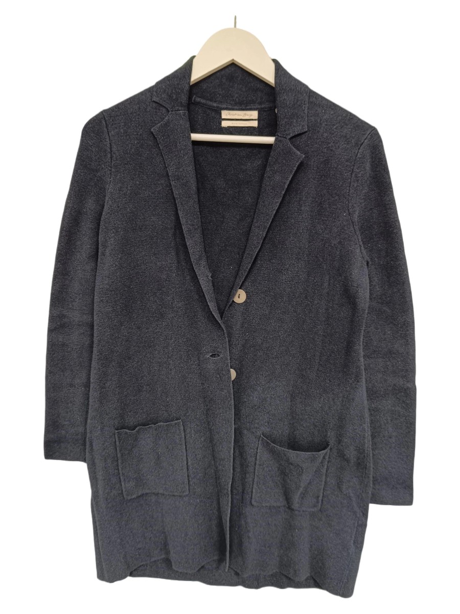 CHRISTIAN BERG Damen Strickjacke 38/M Grau Casual Baumwolle