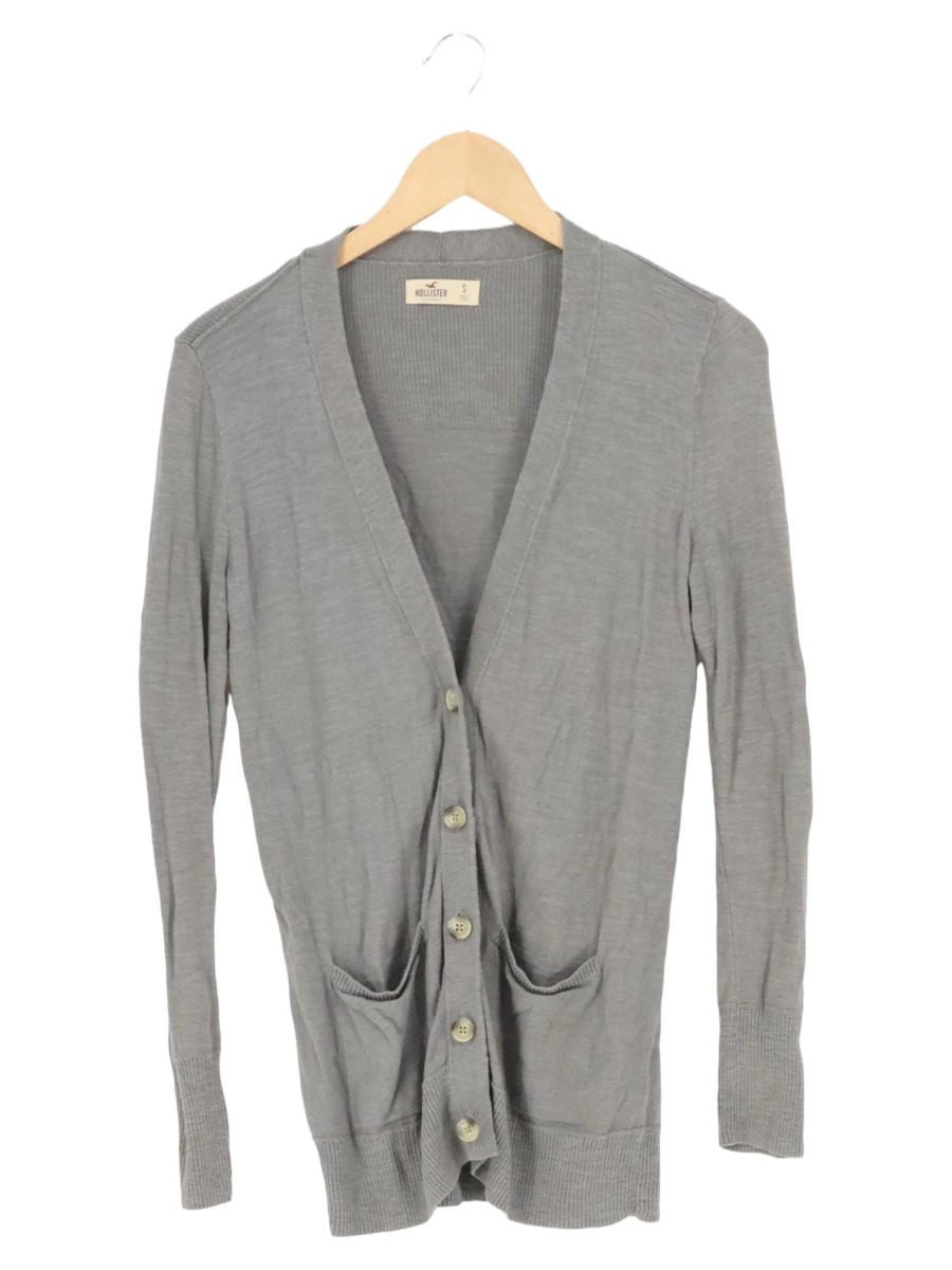 HOLLISTER Damen Strickjacke Cardigan Grau 36/S Casual Modern