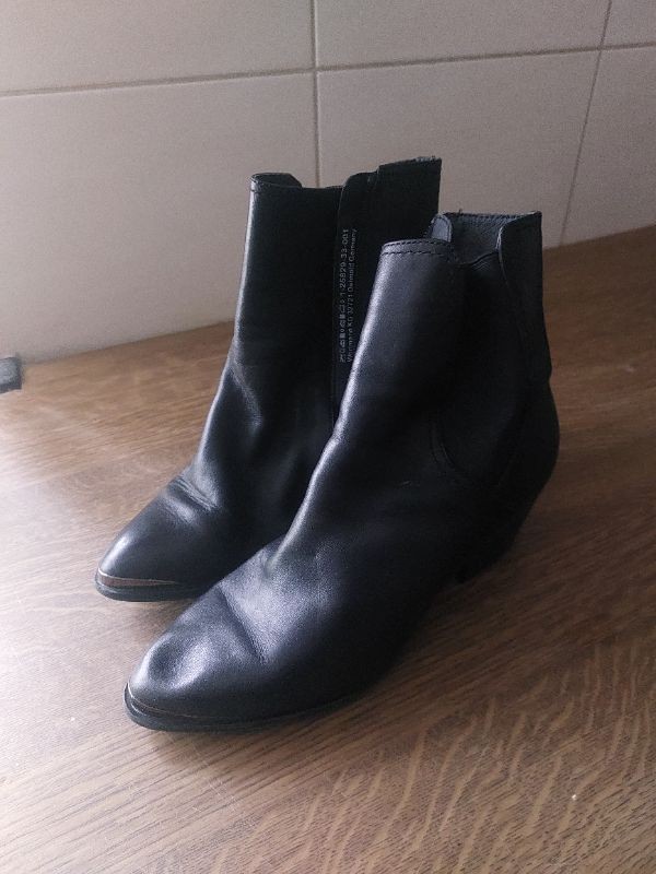 TAMARIS Stiefeletten Damen 39 Schwarz Elegant Leder Chelsea-Boots