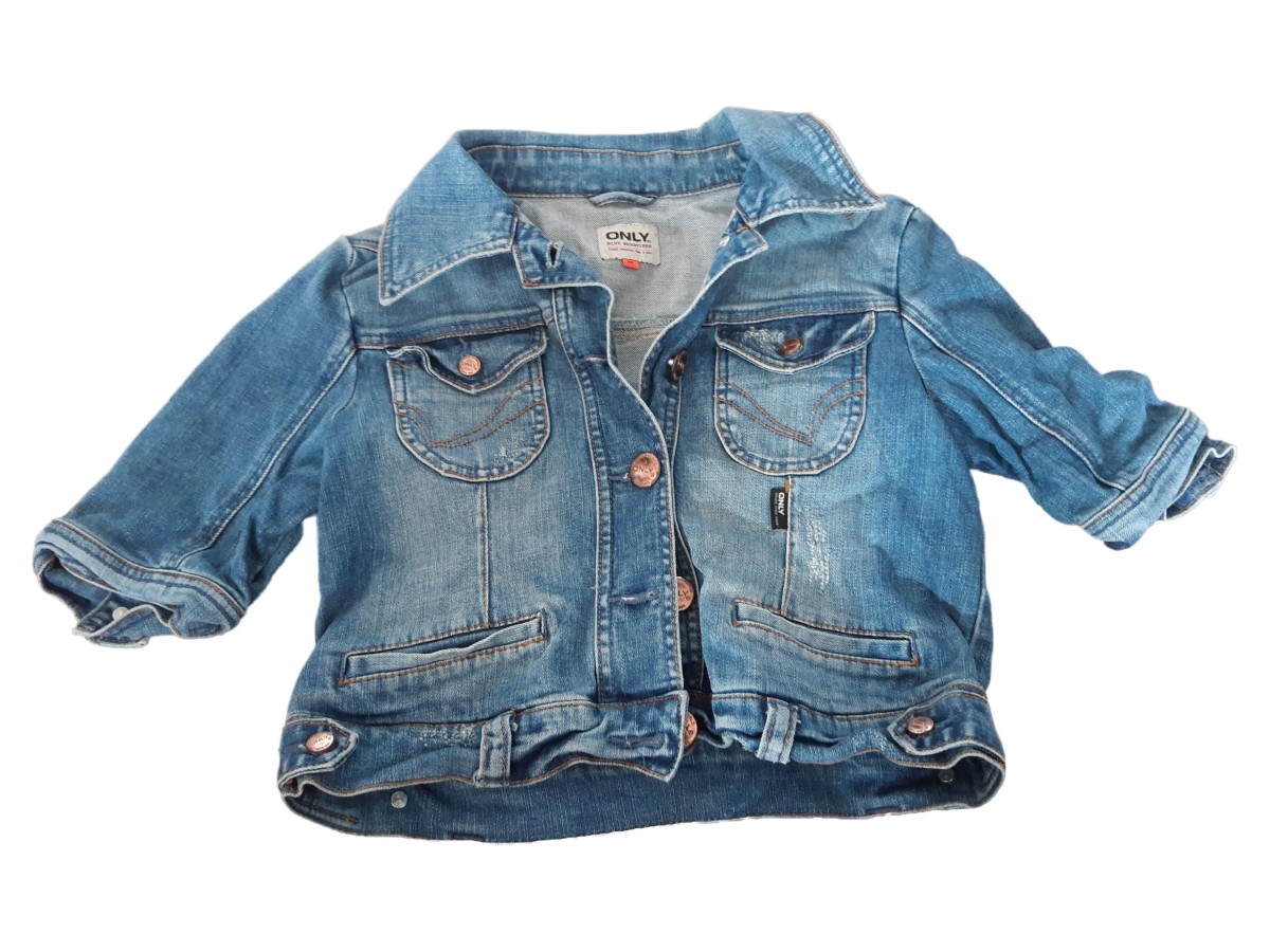 ONLY Damen Jeansjacke Kurzarm Blau 36 Baumwolle Casual