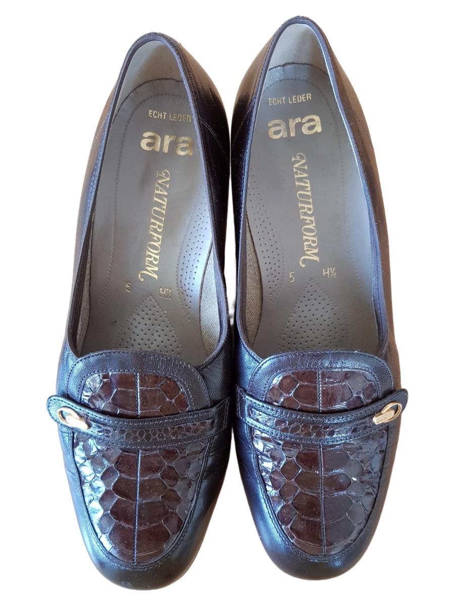 ARA Damen Mokassins Slipper Leder Braun 38 Klassisch Slip-On