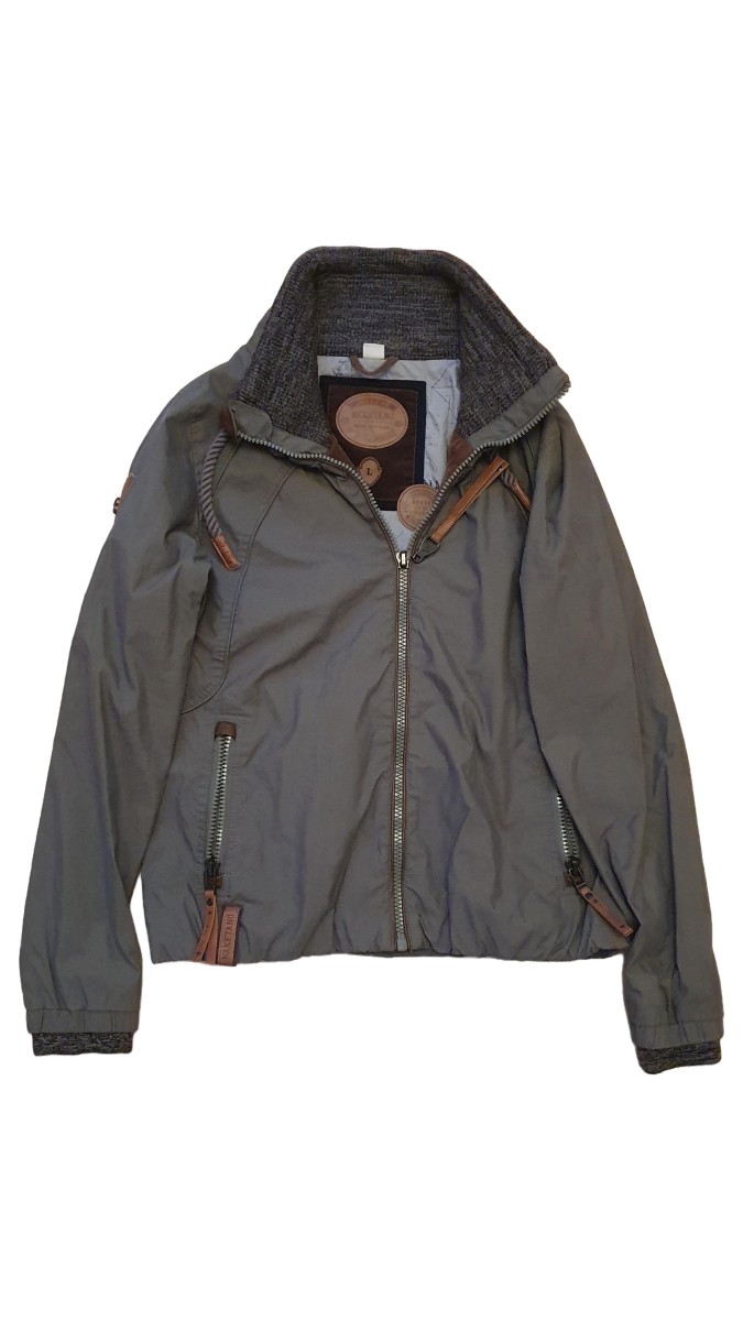 NAKETANO Sweatjacke Damen 40/L Grau Casual Reißverschluss Jacke