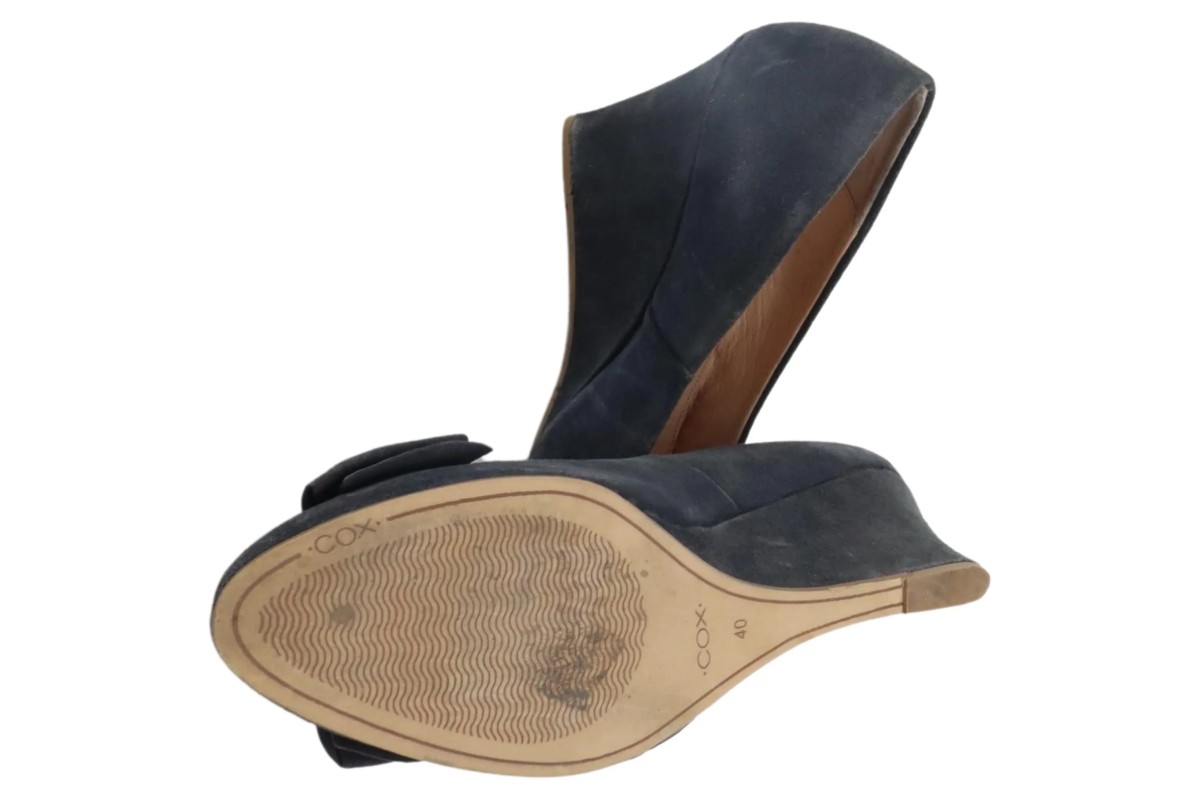 COX Damen Pumps Keilabsatz Schleife Grau 40 Elegant Feminin