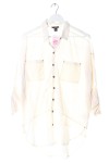 Vorschaubild 1 von H&M Hemdbluse tailliert Creme Baumwolle V-Ausschnitt Gr. 38