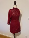 Vorschaubild 6 von Damen Cocktailkleid Pailletten Asymmetrisch Rot Gr. 36 S Festlich