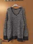 Vorschaubild 2 von Damen Pullover Gr. 40 L Schwarz Weiß Gestreift Strickmuster Casual