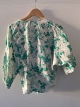 Vorschaubild 3 von Damen Bluse Kurzarm Blumenmuster Wickeloptik Weiß Gr. 42, XL