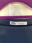 Vorschaubild 2 von Damen T-Shirt Crop Top Blau Gr. 36 S Rippstrick Kurzarm
