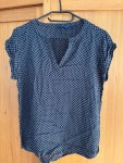 Vorschaubild 2 von Damen Bluse Gr. 36 S Blau Kurzarm Geometrisch Viskose Casual