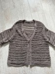 Vorschaubild 3 von Damen Strickjacke Beige Gr. 38 M Lochmuster Kurzarm Casual