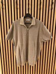 Vorschaubild 5 von Herren Poloshirt Beige Gr. 50 L Rippstrick Reißverschluss Baumwolle
