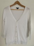 Vorschaubild 2 von Strickjacke Damen Weiß Gr. 38 M V-Ausschnitt 3/4-Arm Basic