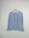 Vorschaubild 2 von Damen Trachtenbluse Blau Kariert Rüschen Gr. 42 Baumwolle