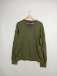 Vorschaubild 2 von Herren Pullover V-Neck Grün Gr. 52 XL Baumwolle Kaschmir