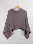 Vorschaubild 2 von Poncho Strickponcho Damen Braun Uni V-Ausschnitt One Size Wolle