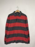 Vorschaubild 2 von Herren Langarm Poloshirt Rot Grau Gestreift Gr. 54 XXL