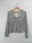Vorschaubild 2 von Damen Bluse Blau Blumenmuster Raffungen Gr. 38 M