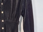 Vorschaubild 3 von Damen Hemdblusenkleid Samtkleid Schwarz Gr. 34, XS Knopfleiste Elegant