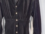 Vorschaubild 4 von Damen Hemdblusenkleid Samtkleid Schwarz Gr. 34, XS Knopfleiste Elegant