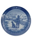 Vorschaubild 1 von Wandteller 1977 Jäger mit Hund Porzellan Blau 18 cm