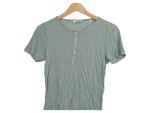Vorschaubild 2 von Damen T-Shirt Gr. 38 M Grün Rippstrick Knopfleiste