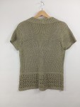Vorschaubild 2 von Strickjacke Damen Kurzarm Oliv Gr. 40 L Lochmuster Casual