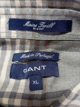 Vorschaubild 2 von Herren Freizeithemd Grau Kariert Langarm Button-Down Gr. 52 XL Baumwolle