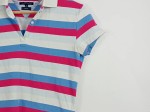 Vorschaubild 3 von Damen Poloshirt Gr. 38 M Mehrfarbig Gestreift Slim Fit Kurzarm