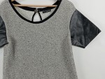 Vorschaubild 2 von Damen Pullover Gr. 40 L Grau Meliert Kurzarm Lederdetails