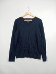 Vorschaubild 2 von Herren Pullover V-Ausschnitt Blau Gr. 48 M Baumwolle Seide