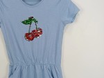 Vorschaubild 7 von Sommerkleid Freizeitkleid Blau Pailletten Kirsche Kinder Gr. 170